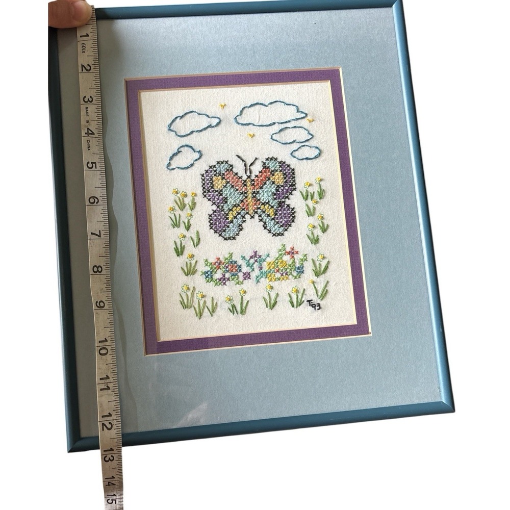 vintage framed butterfly cross stitch - Picture 9 of 10